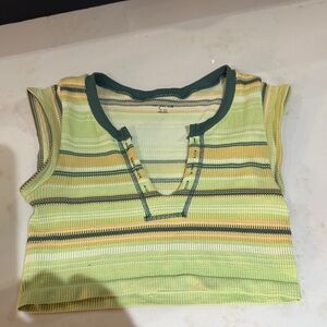 Urban Outfitters Green and Yellow Striped Crop Top